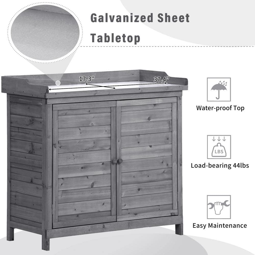 Cenadinz 39-Inch Outdoor Wooden Potting Bench Table - John Pierce Auto Care