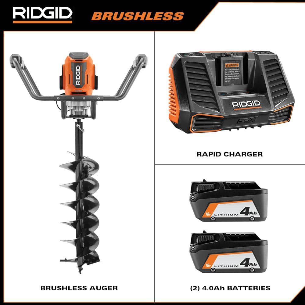 Ridgid 18V Cordless Earth Auger with 8-Inch Auger Bit Kit - John Pierce Auto Care