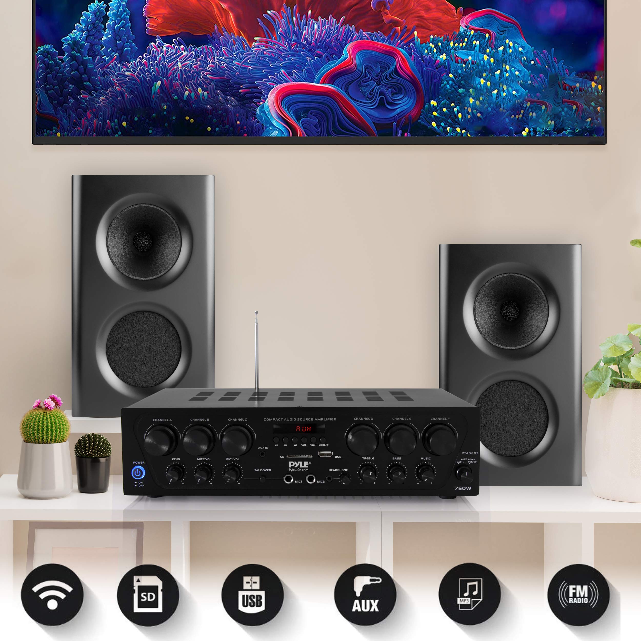 Pyle 6-Channel 750W Home Audio Karaoke Bluetooth Receiver - John Pierce Auto Care