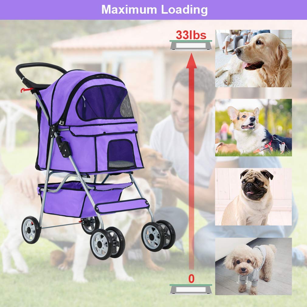 BestPet Folding 3-Wheel Travel Pet Stroller and Carrier - John Pierce Auto Care