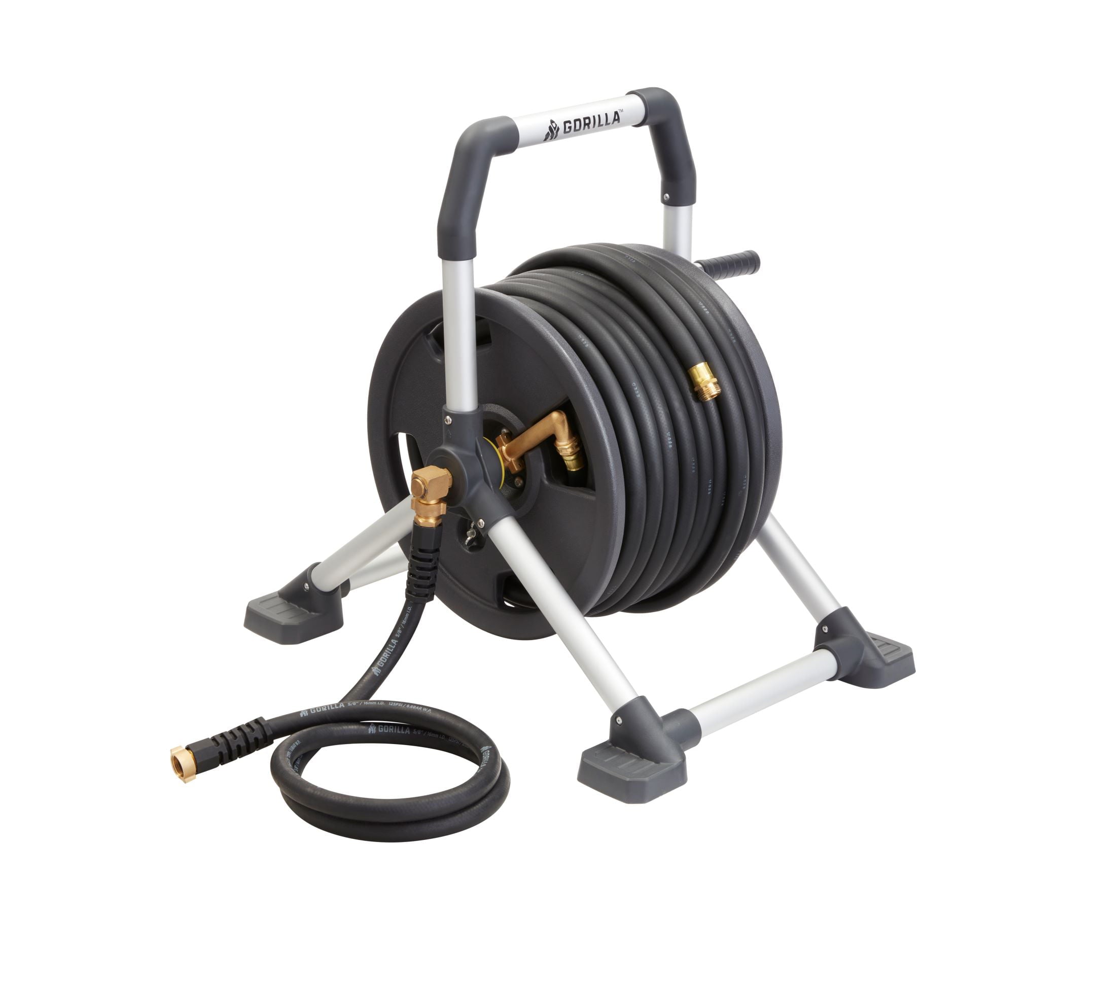 Gorilla 150-Foot Zero-Rust Aluminum Upright Hose Reel - John Pierce Auto Care