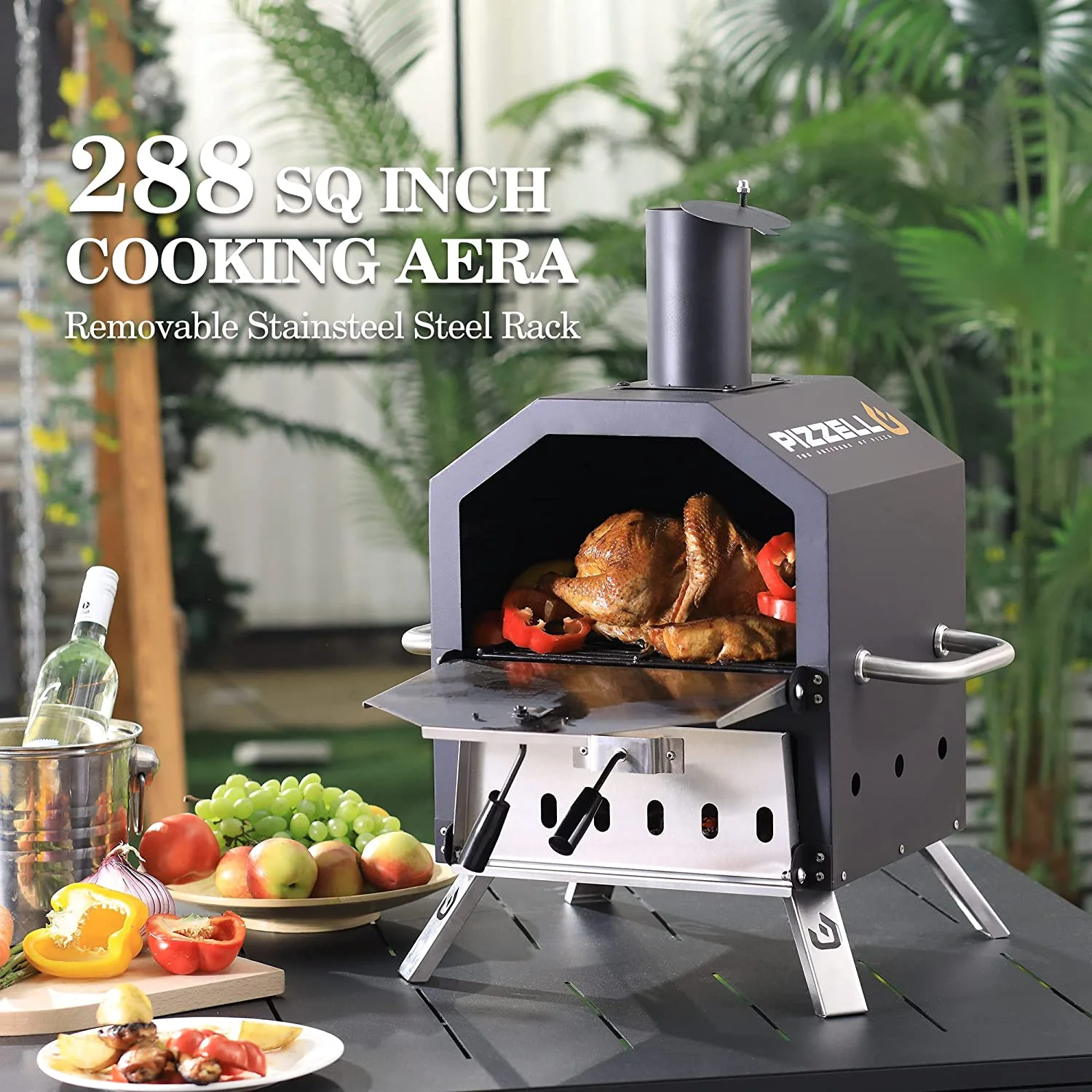 Portable Outdoor Wood-Fired 2-Layer Pizza Oven with Accessories - John Pierce Auto Care