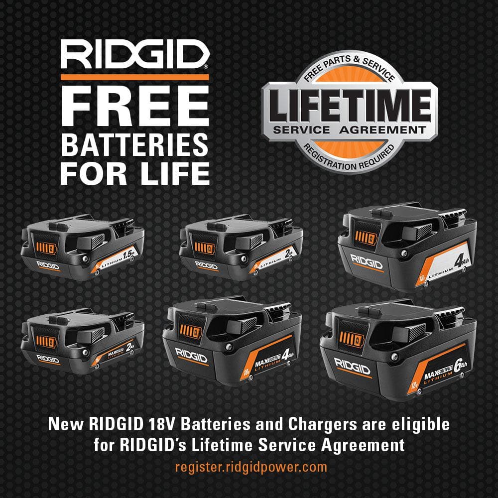Ridgid 18V Lithium-Ion 4.0Ah Rechargeable Battery Pack (2-Pack) - John Pierce Auto Care