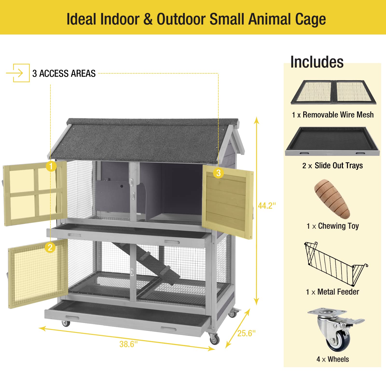Aivituvin Large Outdoor Rabbit Hutch with Removable Wire Racks - John Pierce Auto Care