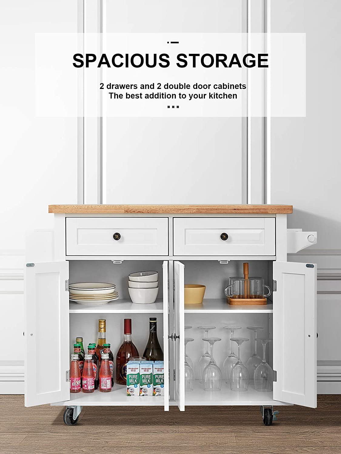 Homfa Kitchen Island Cart on Wheels with Storage Cabinet - John Pierce Auto Care