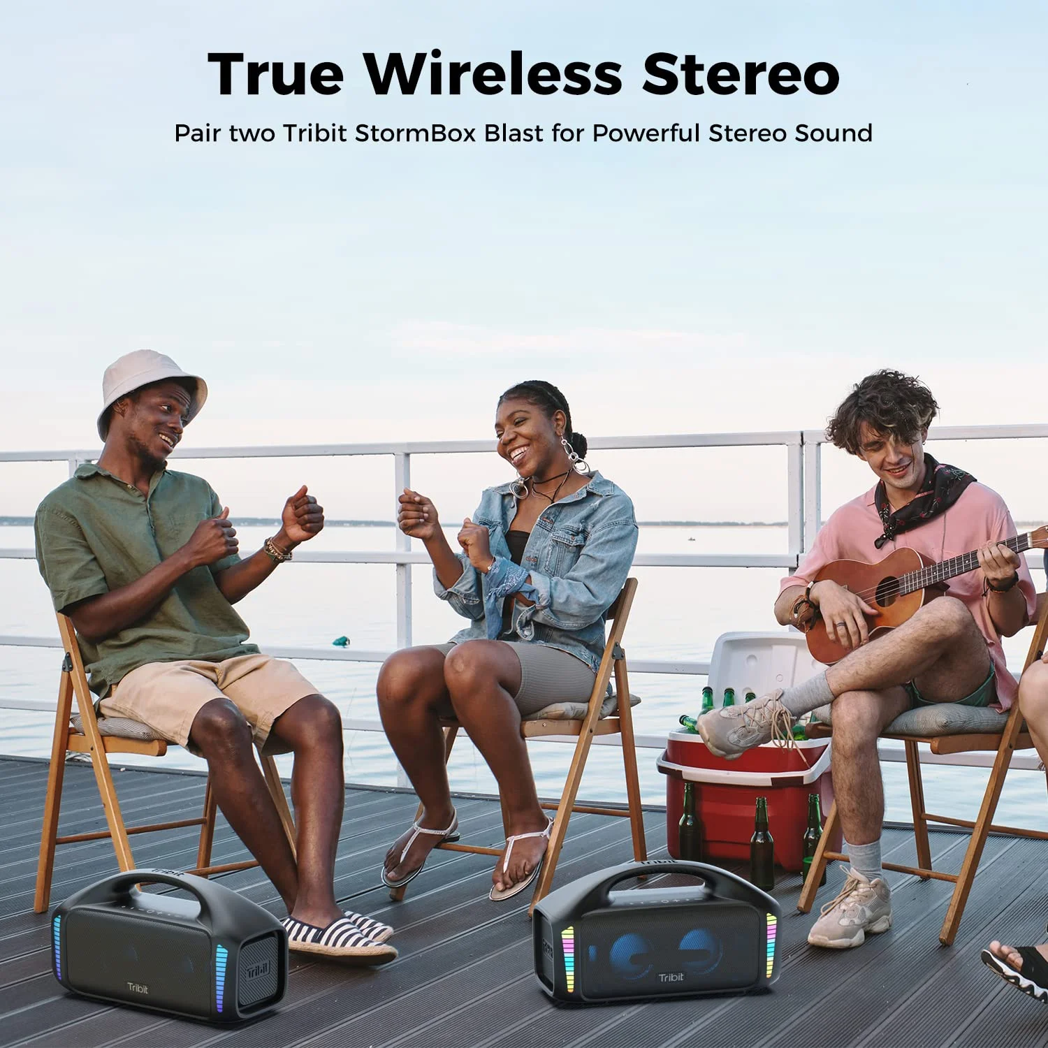 Tribit StormBox Blast Portable Speaker,90W Stereo Sound Loud Speaker with XBass,IPX7 Waterproof Bluetooth Speaker LED Light, PowerBank, Bluetooth 5.3, Custom EQ, 30H Playtime Party - John Pierce Auto Care