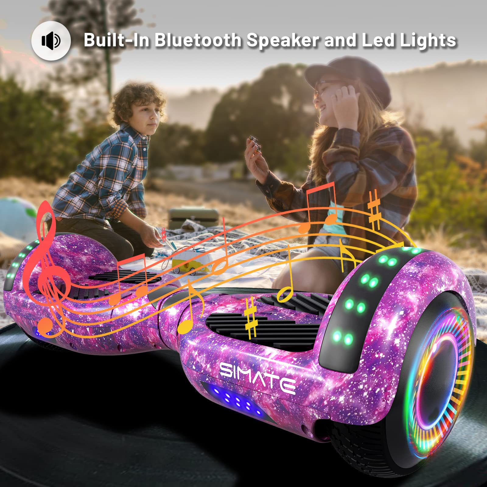 SIMATE Self-Balancing Hoverboard with Bluetooth and LED Lights - John Pierce Auto Care
