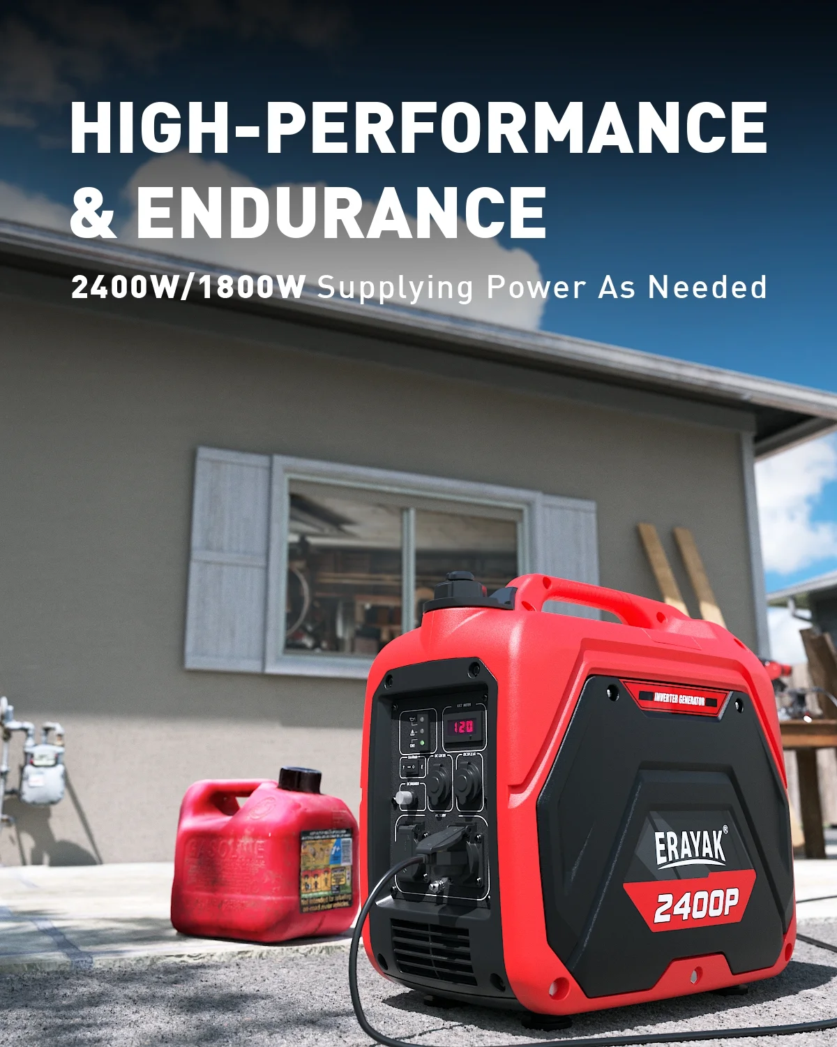 Erayak Portable Inverter Generator 2400W, Super Quiet, For RV, Camping & Home Backup Fuel Gasoline - John Pierce Auto Care