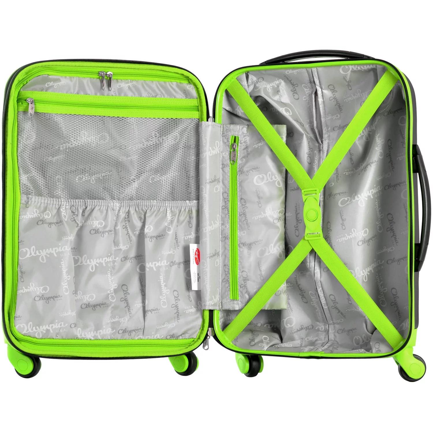 Olympia U.S.A. Apache 3-Piece Expandable Hardcase Luggage Set with Spinner Wheels, Black/Lime - John Pierce Auto Care