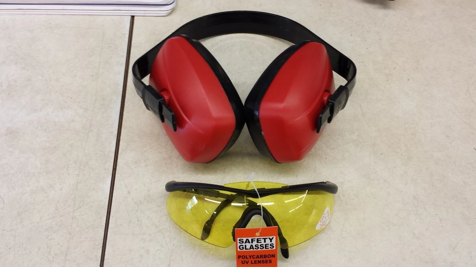 SAS 6105 LIGHTWEIGHT BANDED ADJUSTABLE EAR MUFF AND YELLOW POLYCARBON EYE PROTECTION GLASSES - John Pierce Auto Care