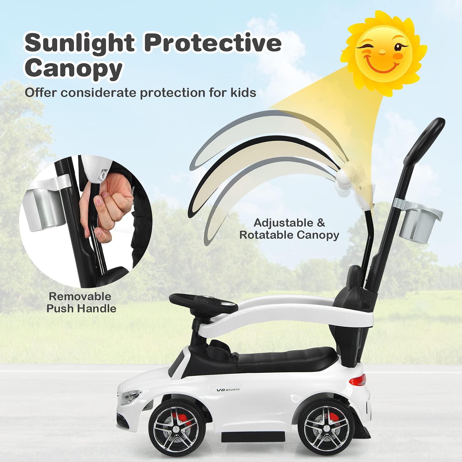 Costzon Mercedes Benz Toddler Stroller Push Car with Underneath Storage - John Pierce Auto Care
