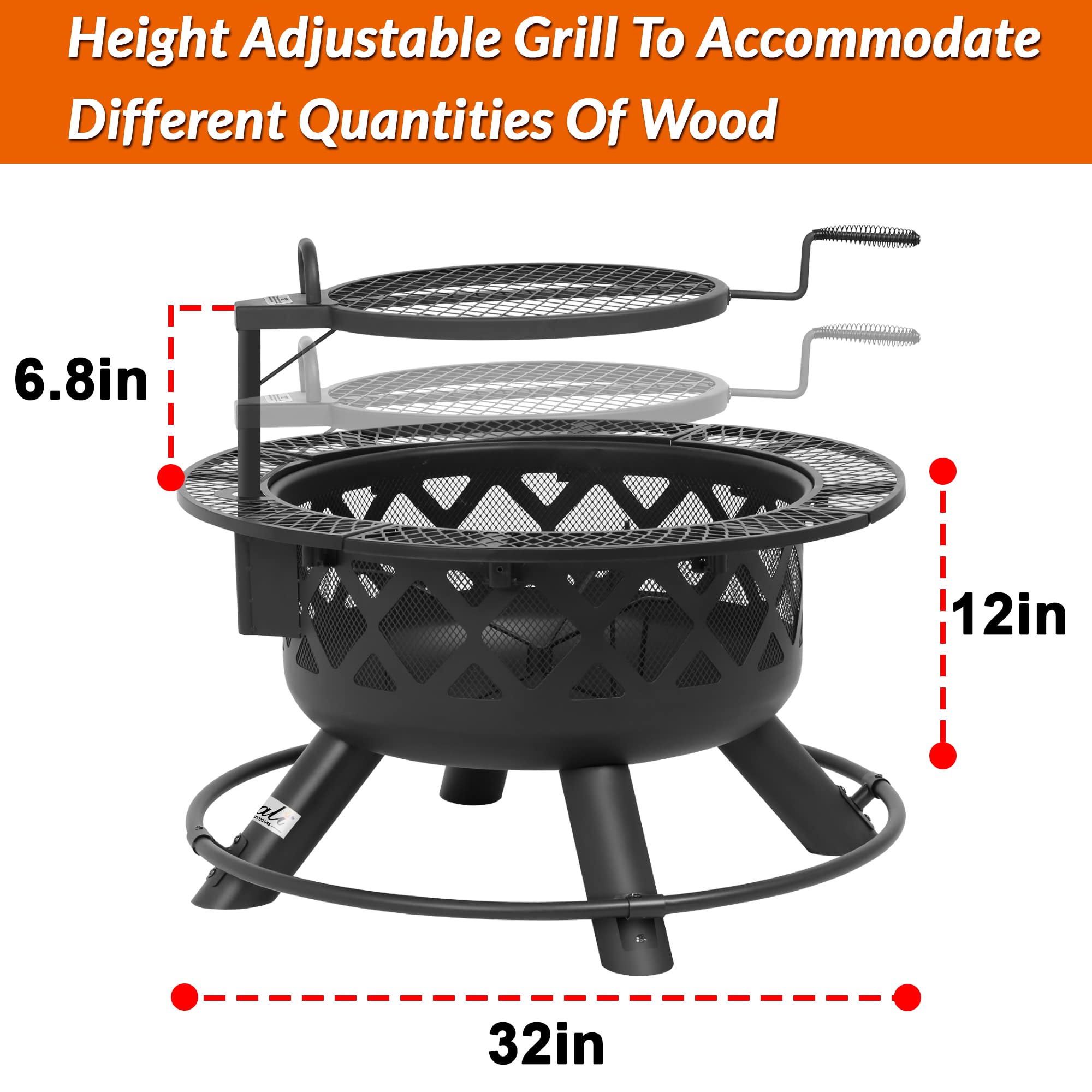 BALI OUTDOORS 32-Inch Wood Burning Fire Pit with Grill Grate - John Pierce Auto Care