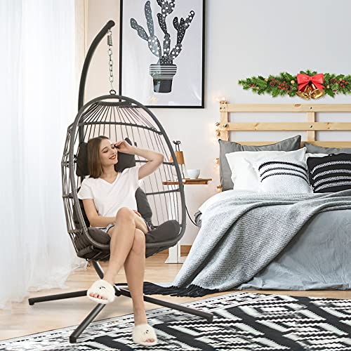 NICESOUL Wicker Rattan Hanging Swing Egg Chair with Stand - John Pierce Auto Care