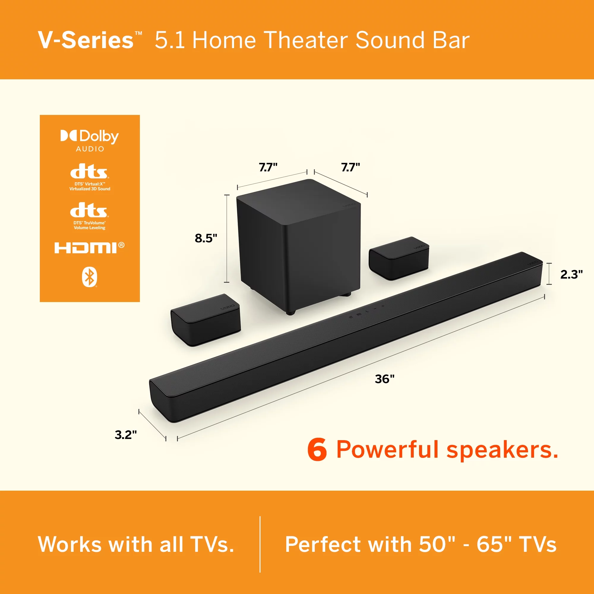 VIZIO V-Series 5.1 Home Theater Sound Bar with DTS Virtual:X, Bluetooth, HDMI ARC V51x-J6 - John Pierce Auto Care