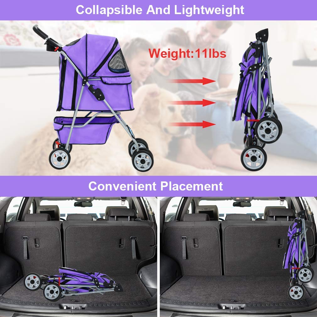 BestPet Folding 3-Wheel Travel Pet Stroller and Carrier - John Pierce Auto Care