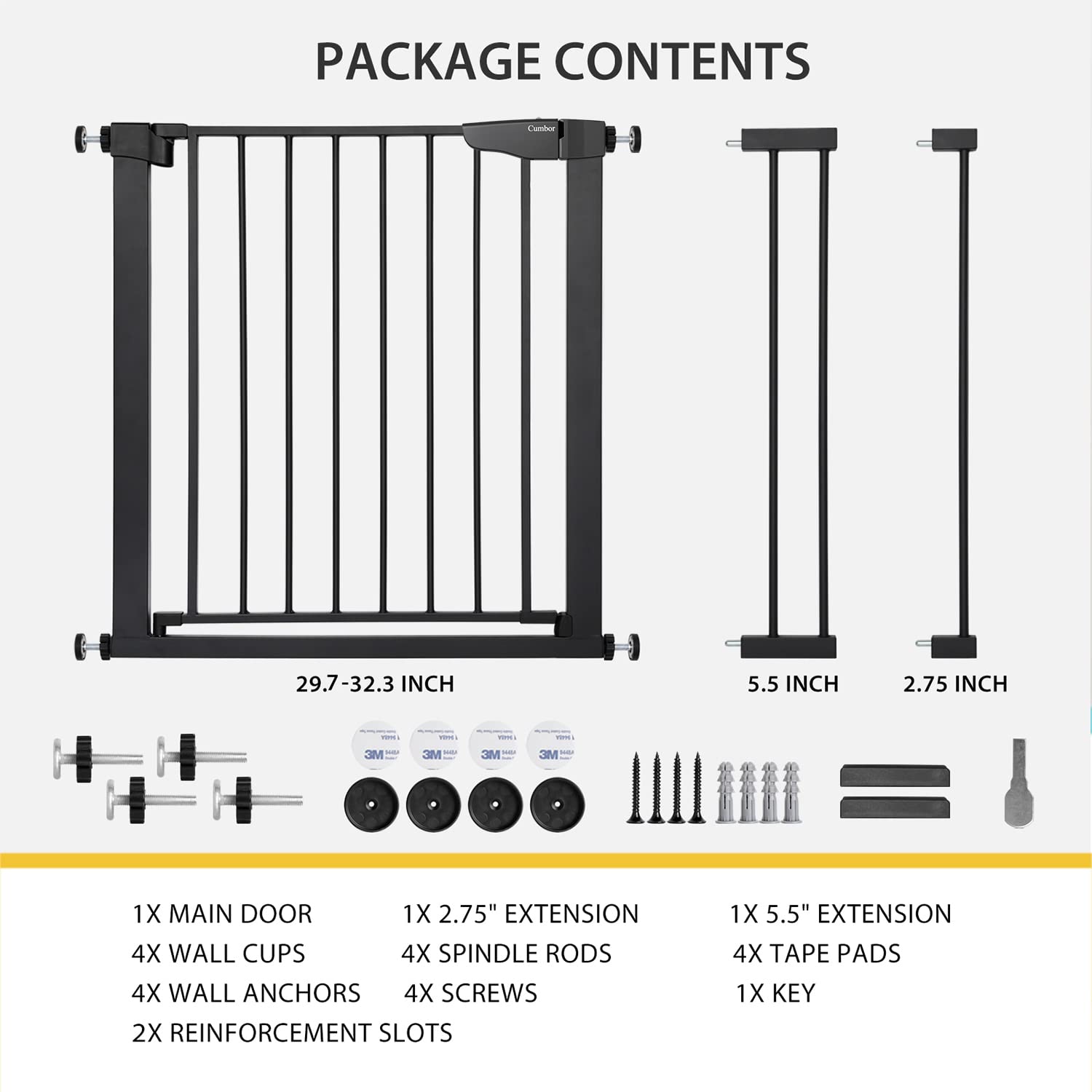 Cumbor Tension-Mounted Adjustable Baby Gate with Doorway Extensions - John Pierce Auto Care