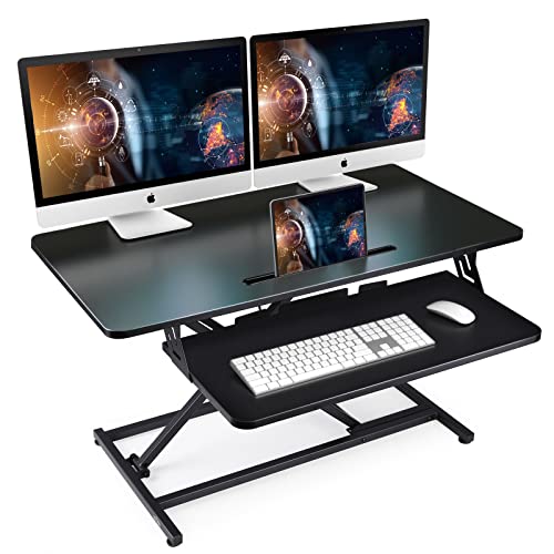 NEEDUX 36-Inch Standing Desk Converter with Keyboard Tray - John Pierce Auto Care