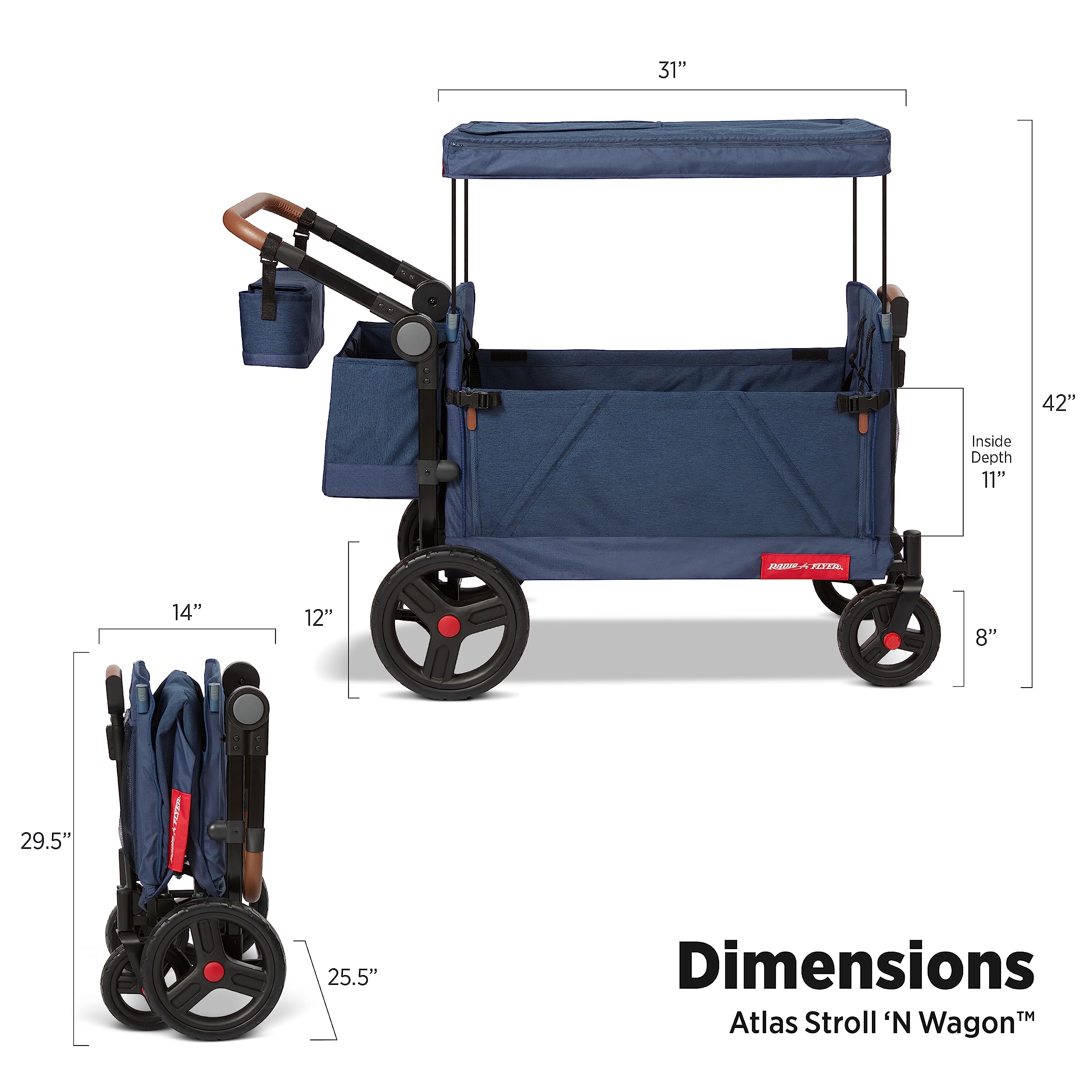 Radio Flyer Atlas Stroll Folding Twin Stroller Wagon - John Pierce Auto Care