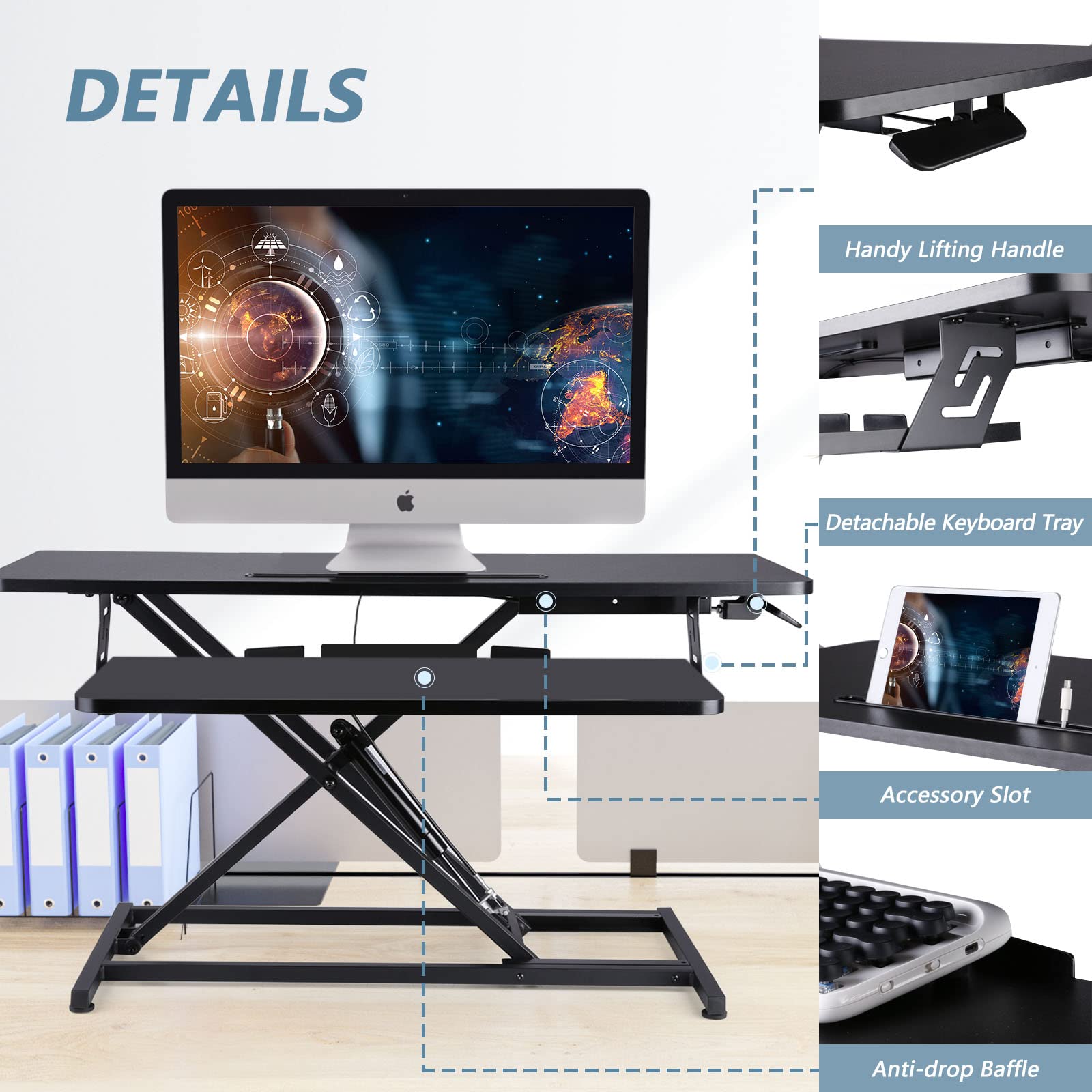 NEEDUX 36-Inch Standing Desk Converter with Keyboard Tray - John Pierce Auto Care