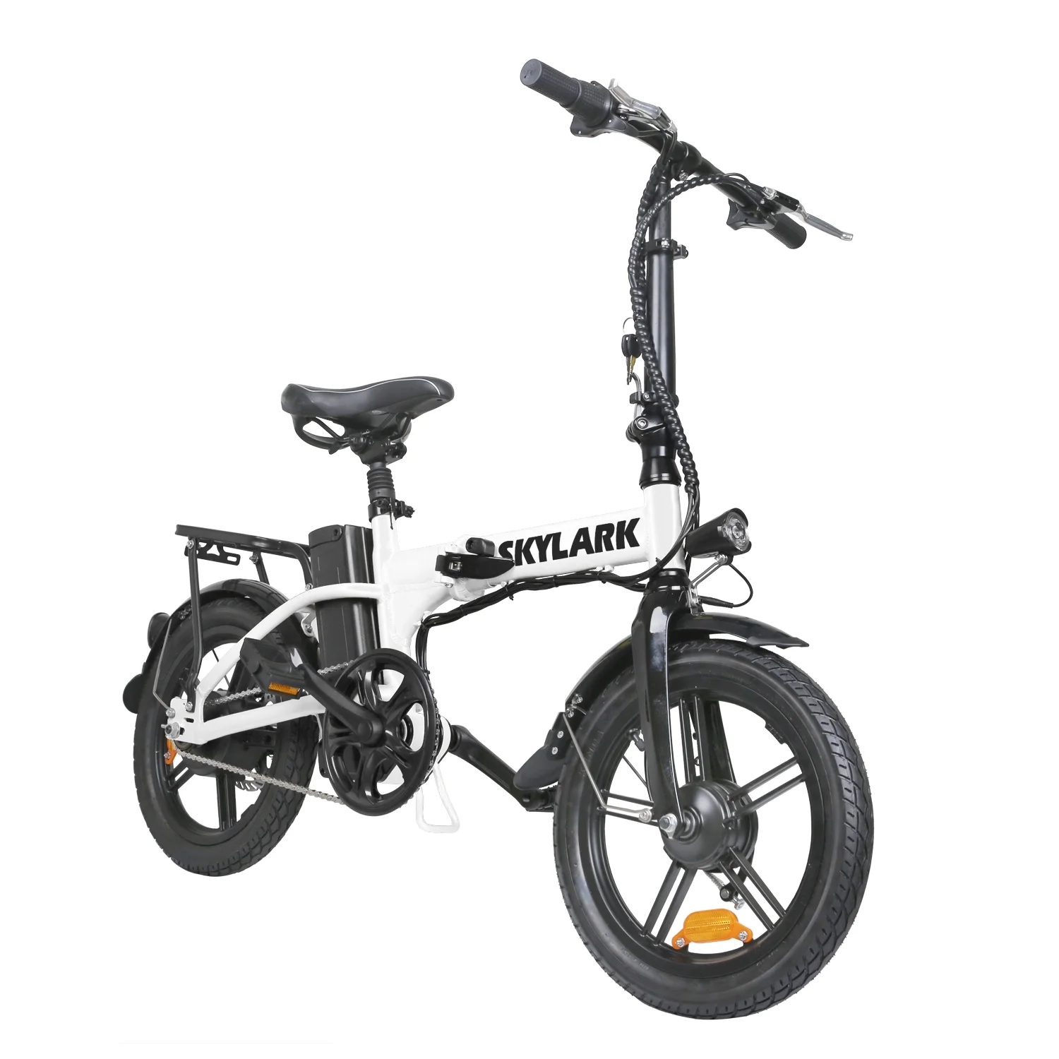 Nakto 16in SKYLARK White Folding City Electric Bicycle/Bike for Men & Women 350w Motor 36V 10Ah Long Lasting Lithium-Ion Battery - John Pierce Auto Care