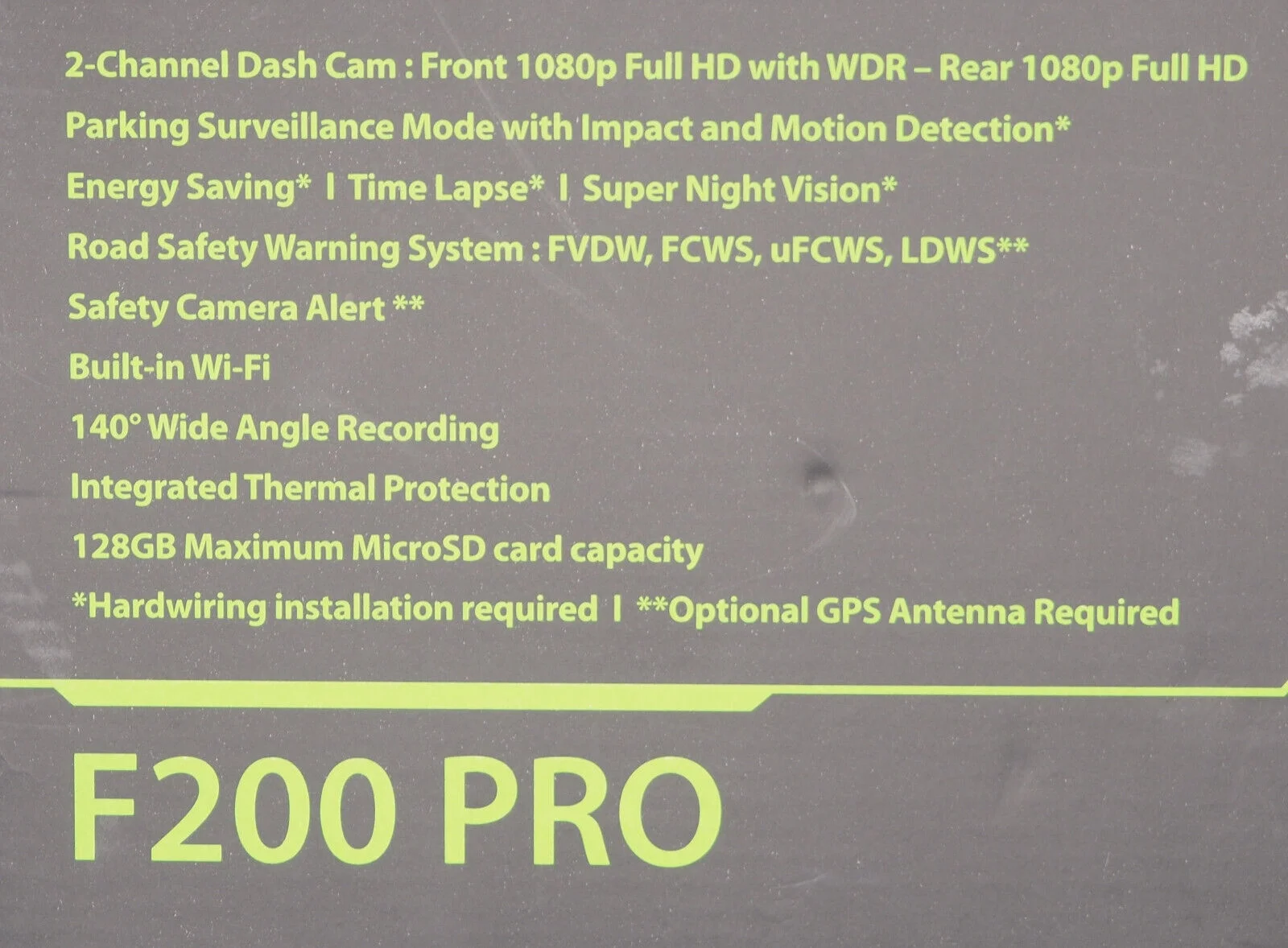 THINKWARE F200 PRO Front and Rear Dash cam with GPS Accessory TW-F200PROD32CH Black - John Pierce Auto Care