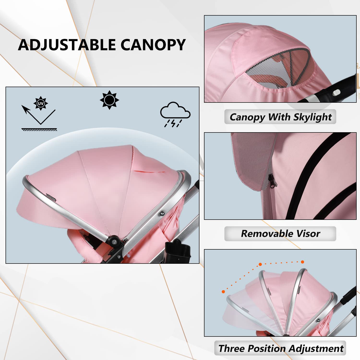 Kinder King 2-in-1 Convertible High-Landscape Baby Stroller (Pink) - John Pierce Auto Care