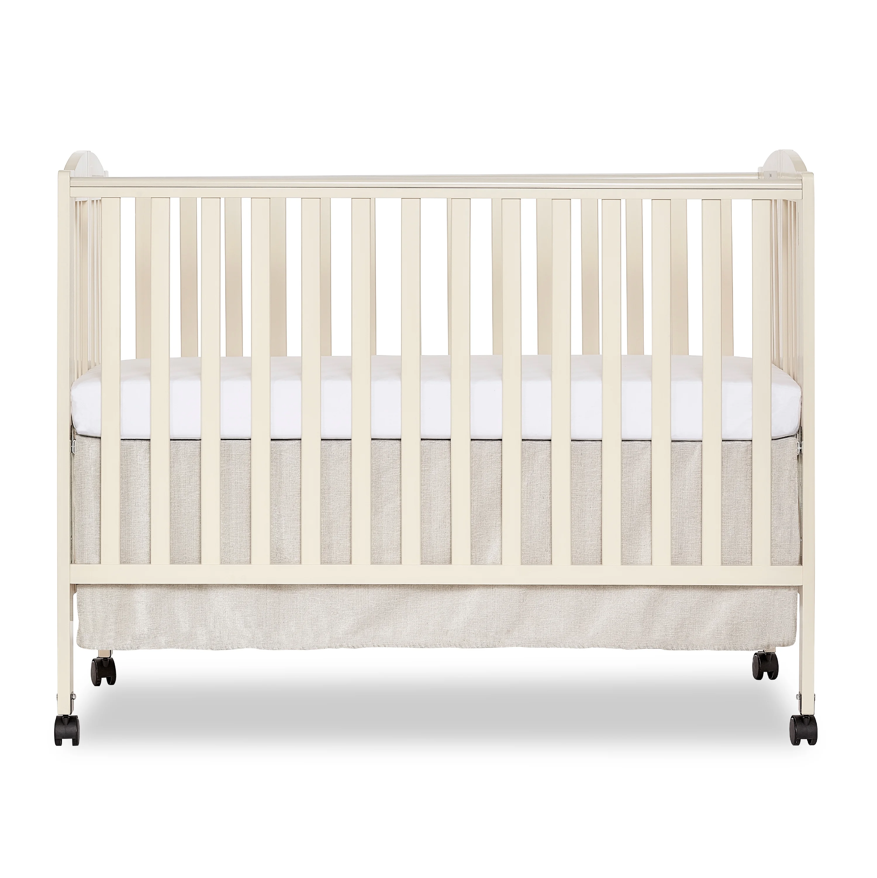 Dream On Me Full Size 2-in-1 Folding Stationary Side Crib, Locking Wheels, French White - John Pierce Auto Care
