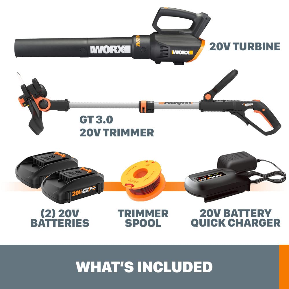 WORX 20V Cordless String Trimmer Edger and Leaf Blower Combo Kit - John Pierce Auto Care