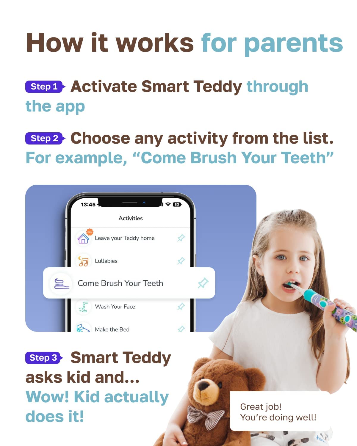 Smart Teddy Huggable Educational Preschoolers Companion Toy - John Pierce Auto Care