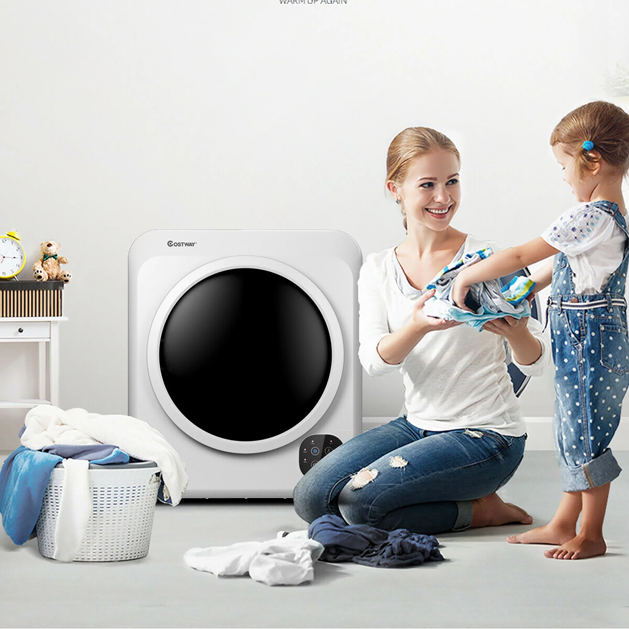 Costway 1700W Portable Clothes Dryer Electric Tumble Laundry Dryer Stainless Steel Tub 13.2 lbs /3.22 Cu.Ft - John Pierce Auto Care