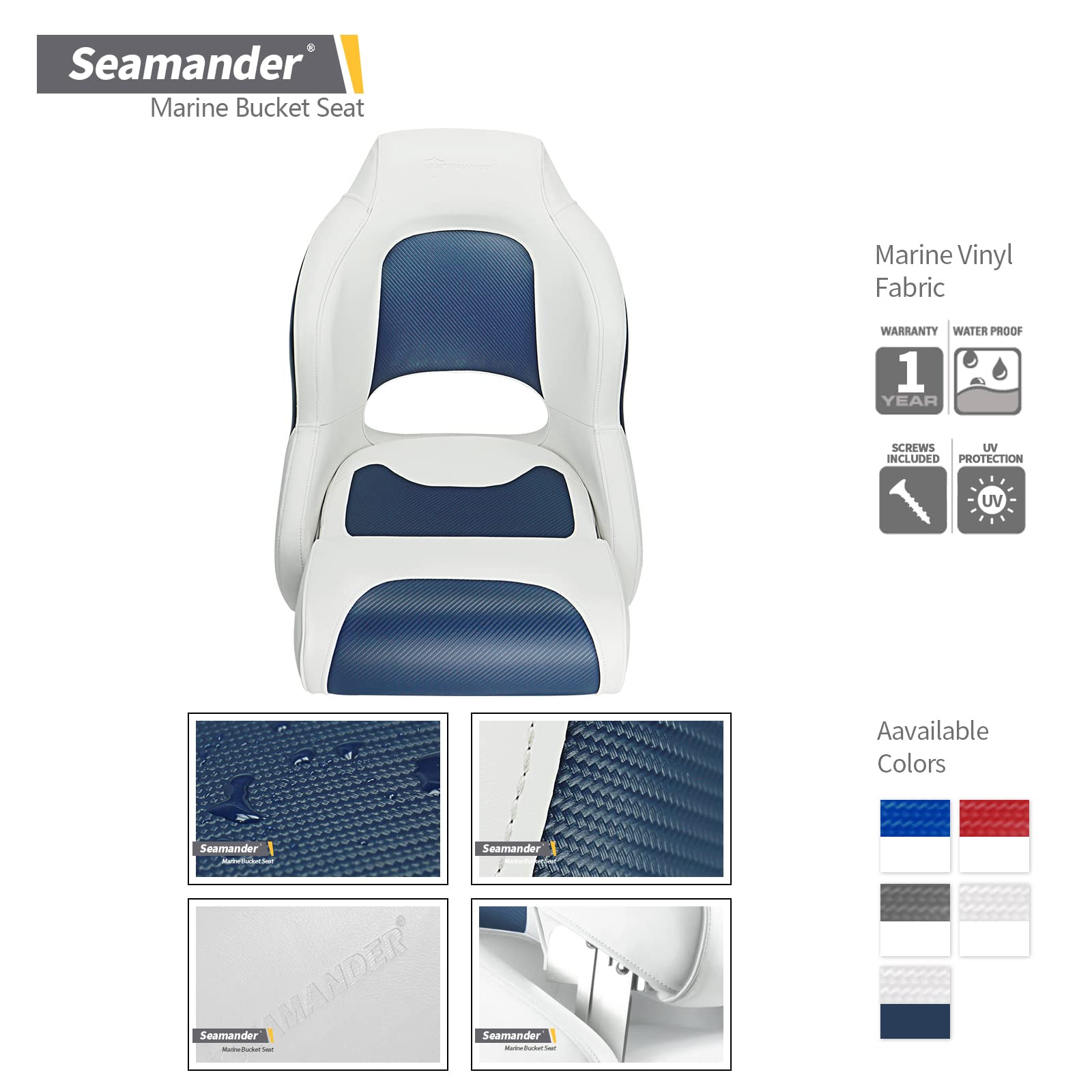 Seamander Premium White Captain Bucket Sport Boat Seat - John Pierce Auto Care