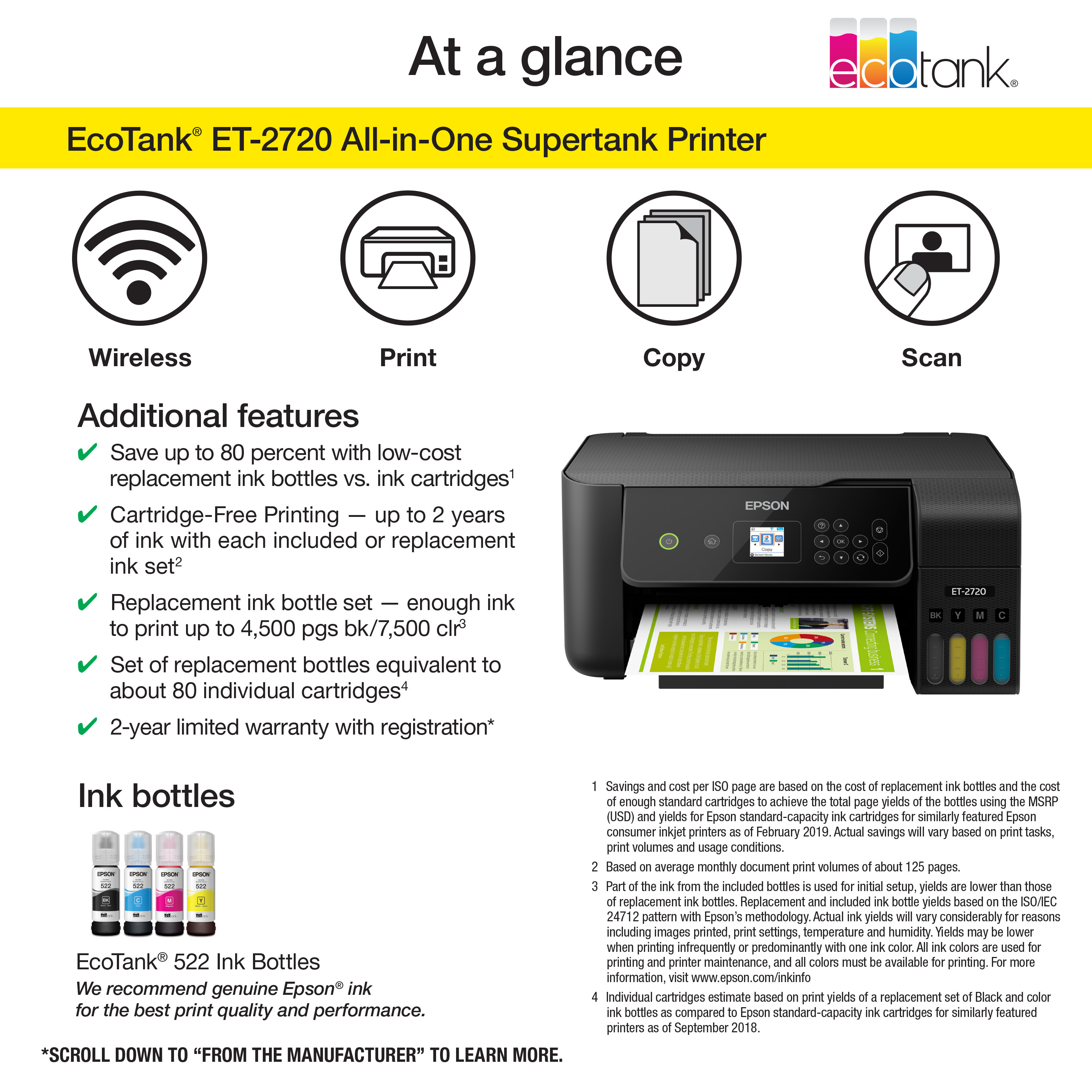 Epson EcoTank ET-2720 Wireless All-in-One Color Supertank Printer - Black - John Pierce Auto Care