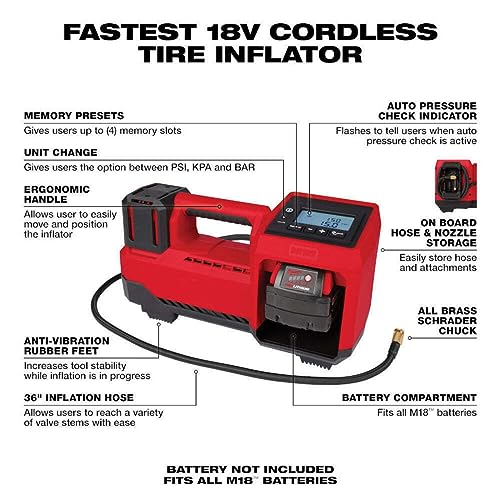 Compressors Milwaukee 2848 20 Cordless Inflator - John Pierce Auto Care