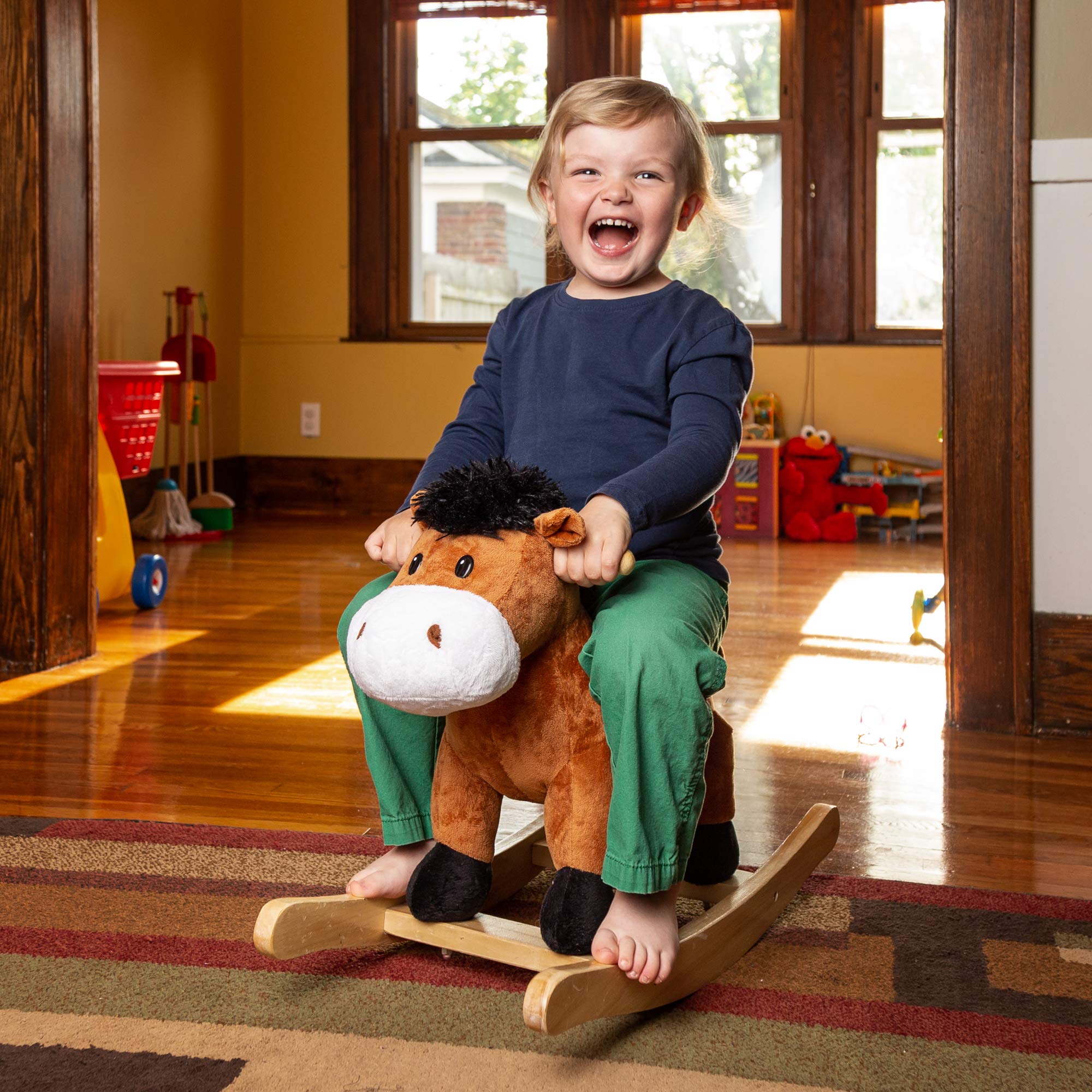 PonyLand Moving Plush Rocking Horse with Electronic Sounds - John Pierce Auto Care