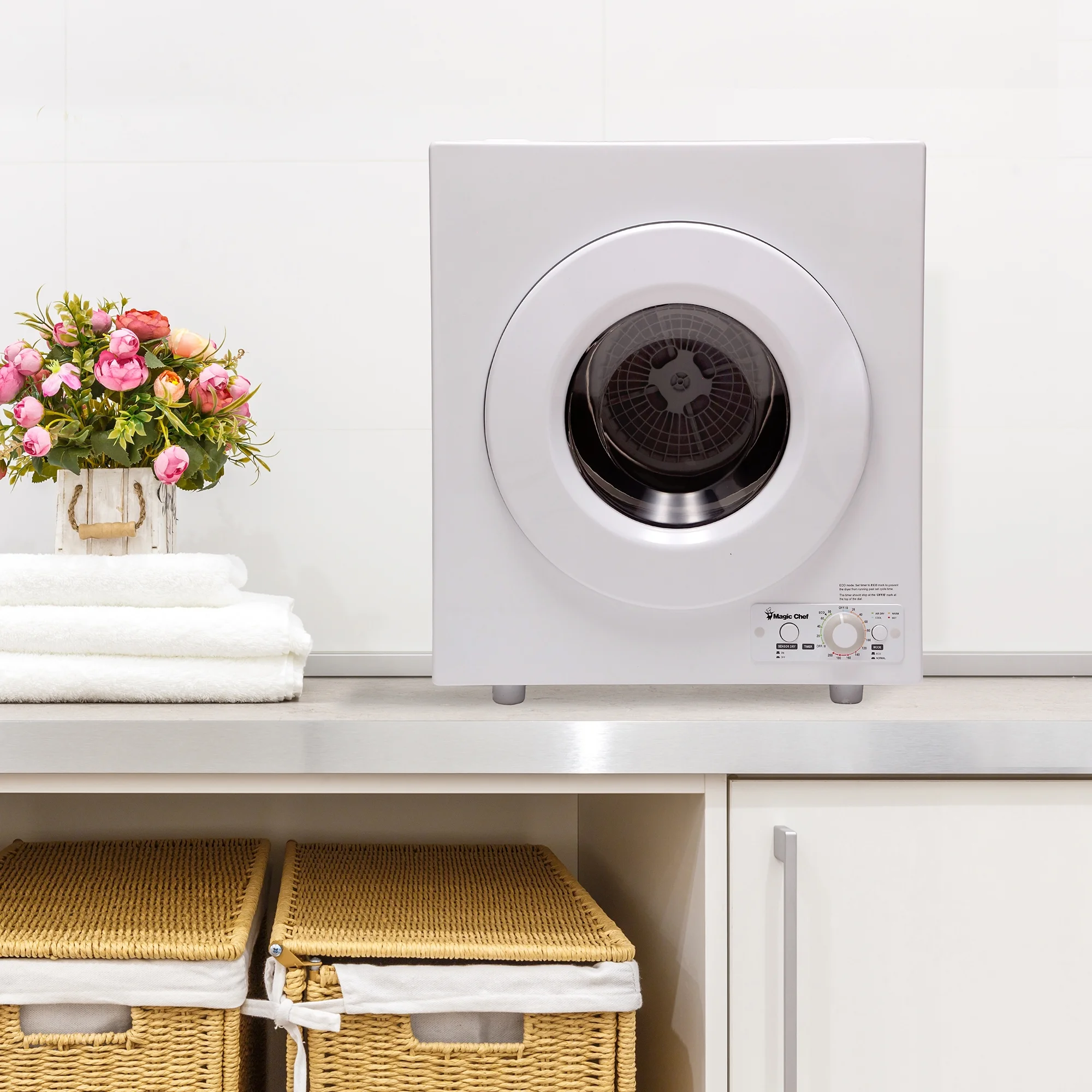 Magic Chef Brand 2.6 Cu. ft. Electric Dryer in White, 17.5 in D, 27.5 in H, 23.6 in L, 48.4 lbs. - John Pierce Auto Care