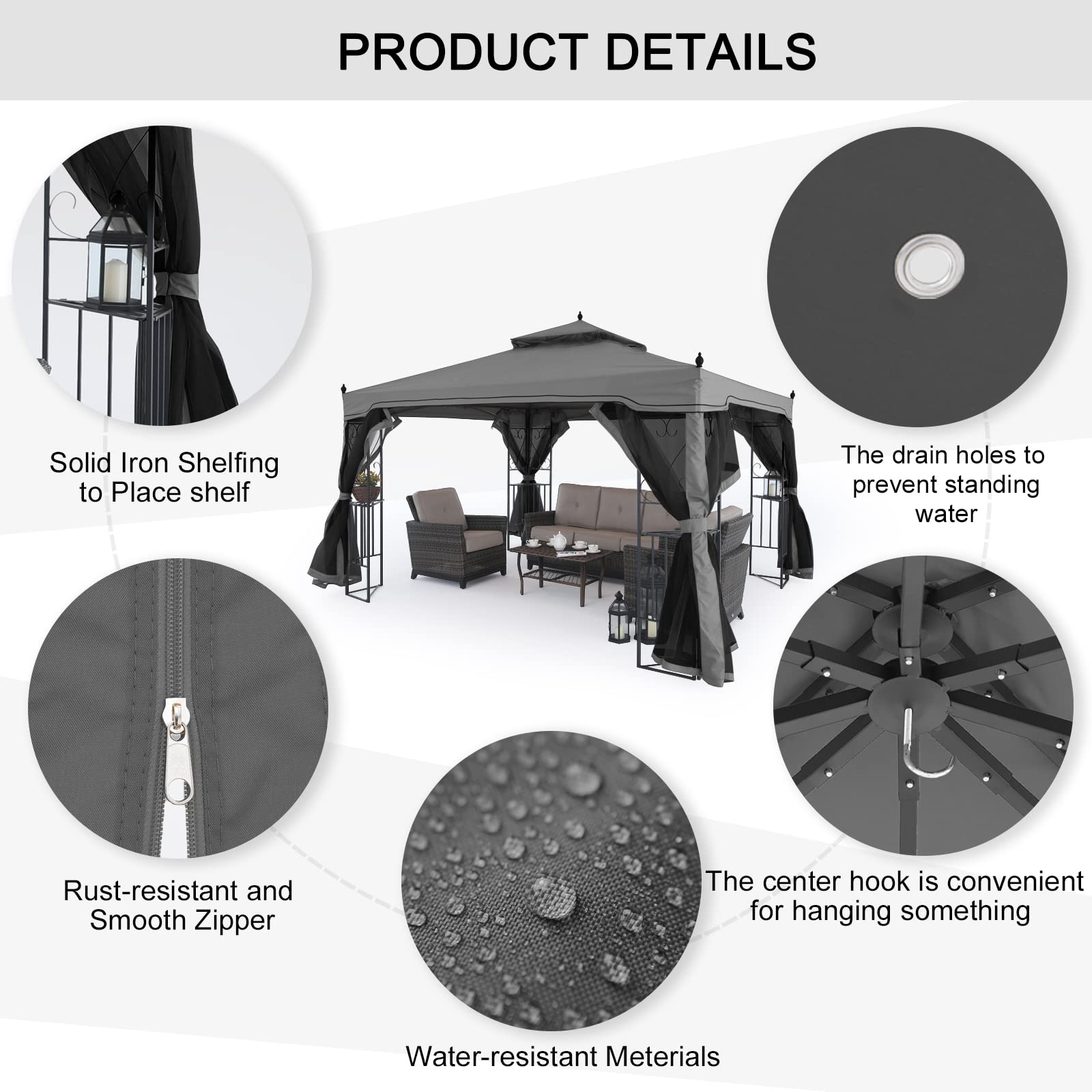 MASTERCANOPY Double-Tiered Mosquito Netting Replacement for Gazebo - John Pierce Auto Care