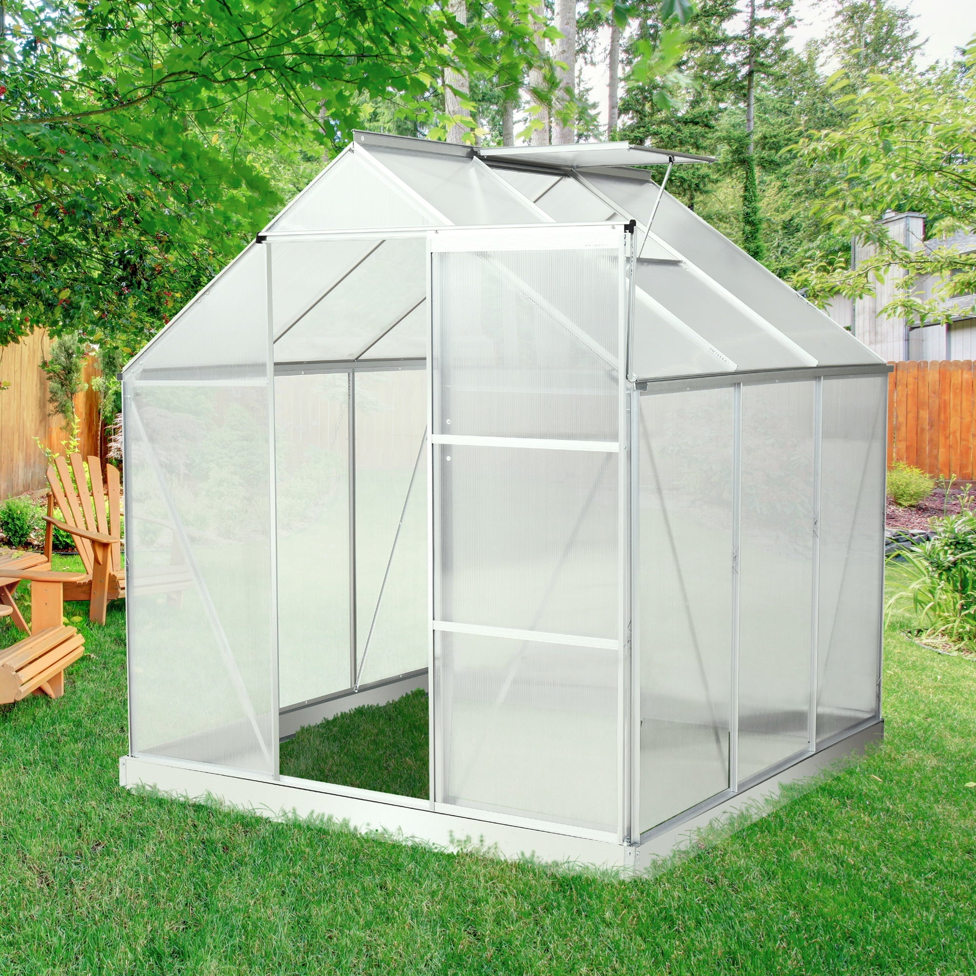 Outsunny 6x6-Foot Polycarbonate Greenhouse Kit with Aluminum Frame - John Pierce Auto Care