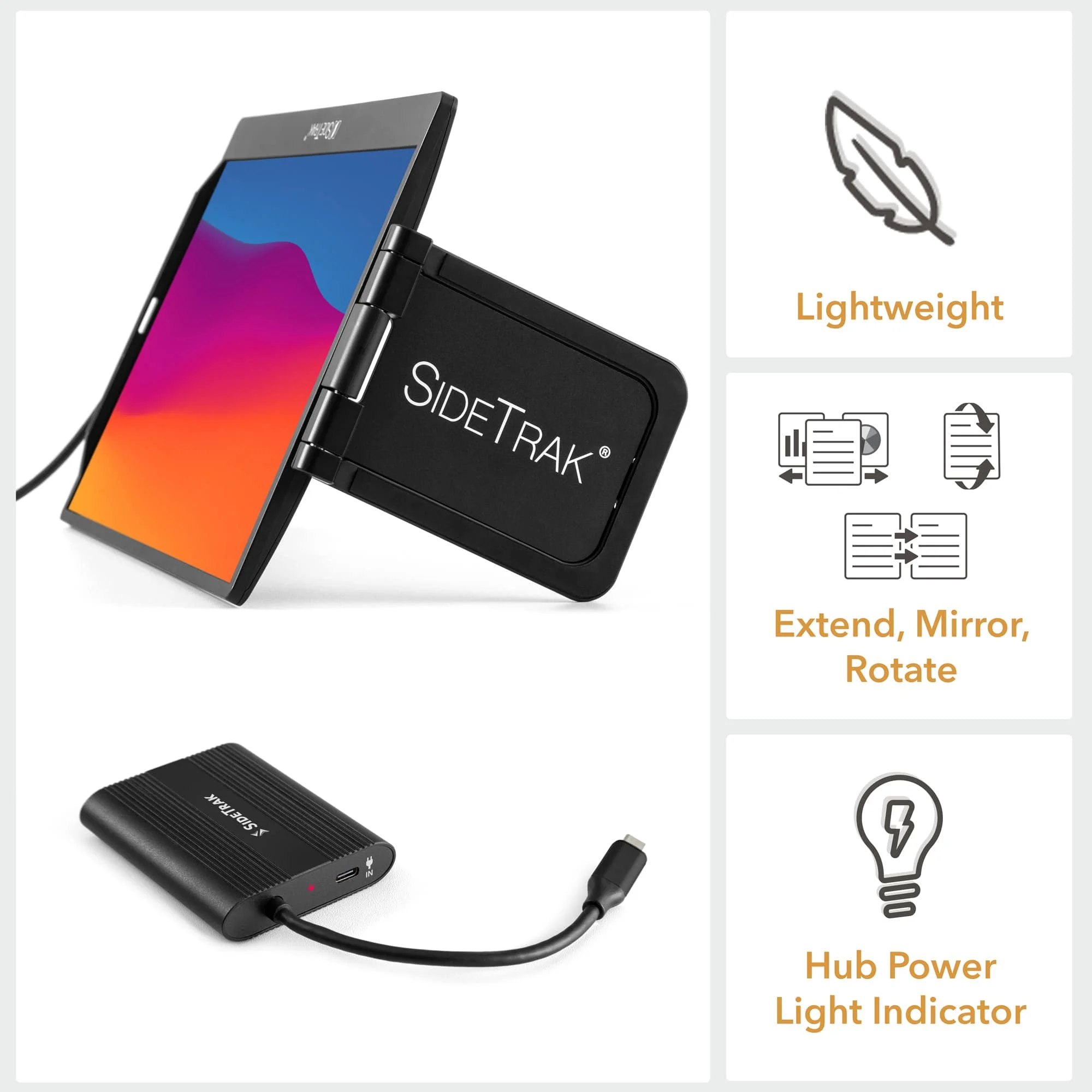 SideTrak Swivel 12.5 Triple Portable Monitor for Laptop with Powered USB C Hub | Attachable FHD IPS Rotating Three Screen Laptop | Compatible with Windows | Powered by USB-C Hub - John Pierce Auto Care