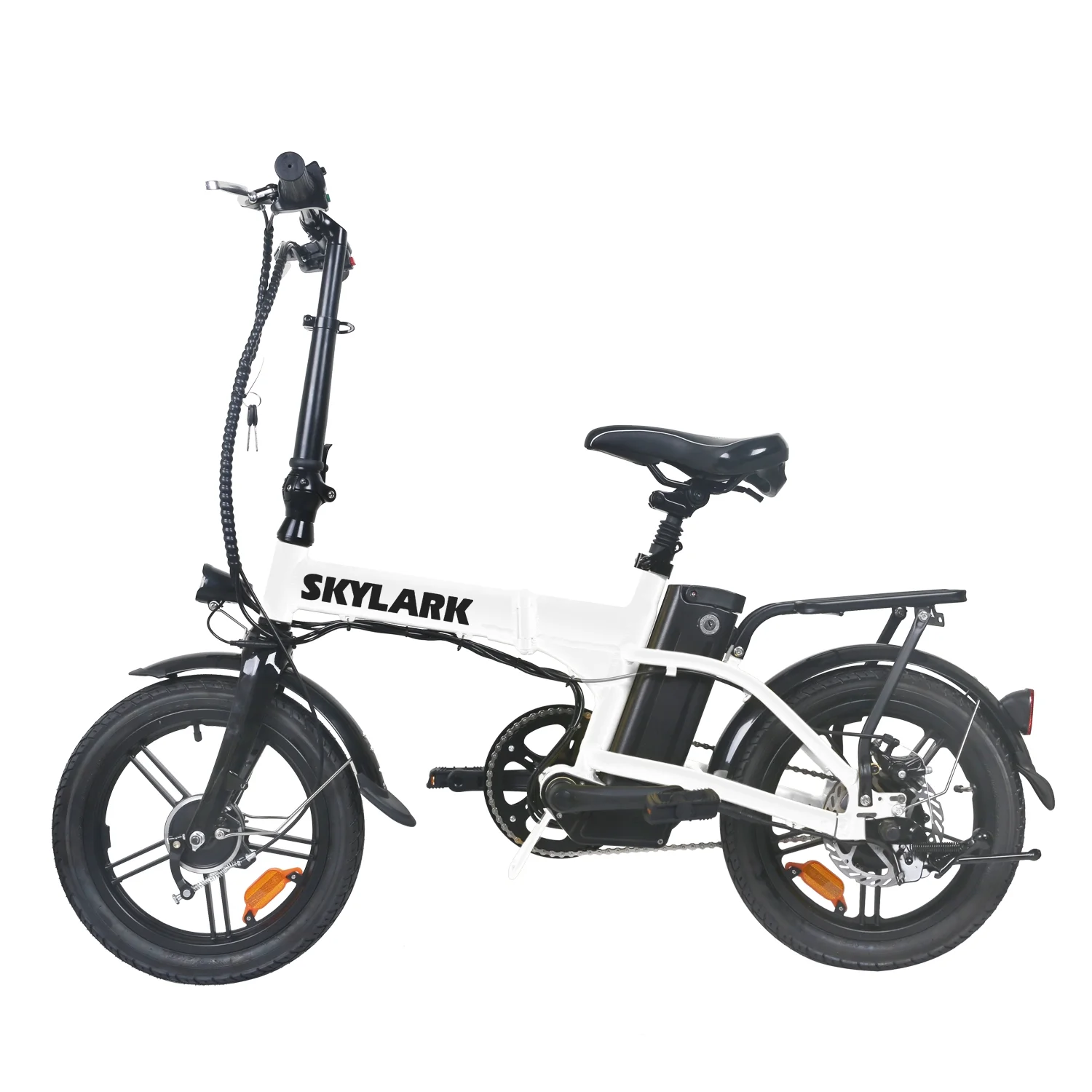 Nakto 16in SKYLARK White Folding City Electric Bicycle/Bike for Men & Women 350w Motor 36V 10Ah Long Lasting Lithium-Ion Battery - John Pierce Auto Care