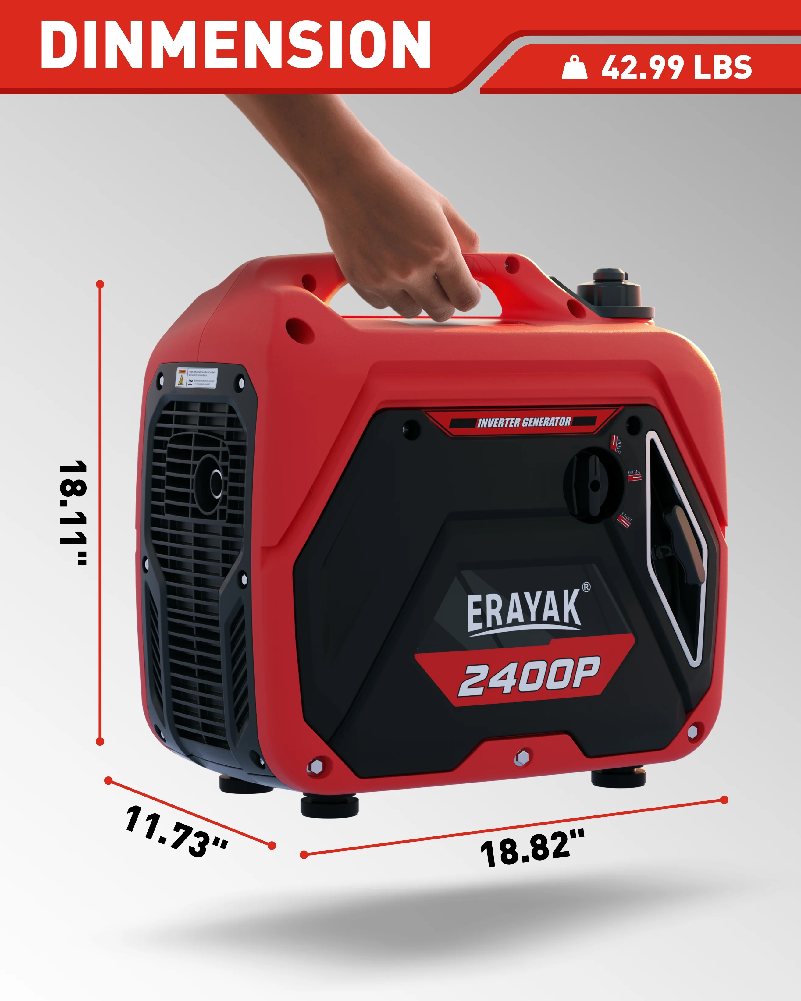 Erayak Portable Inverter Generator 2400W, Super Quiet, For RV, Camping & Home Backup Fuel Gasoline - John Pierce Auto Care