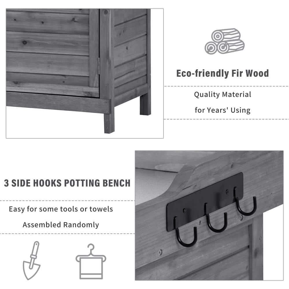Cenadinz 39-Inch Outdoor Wooden Potting Bench Table - John Pierce Auto Care
