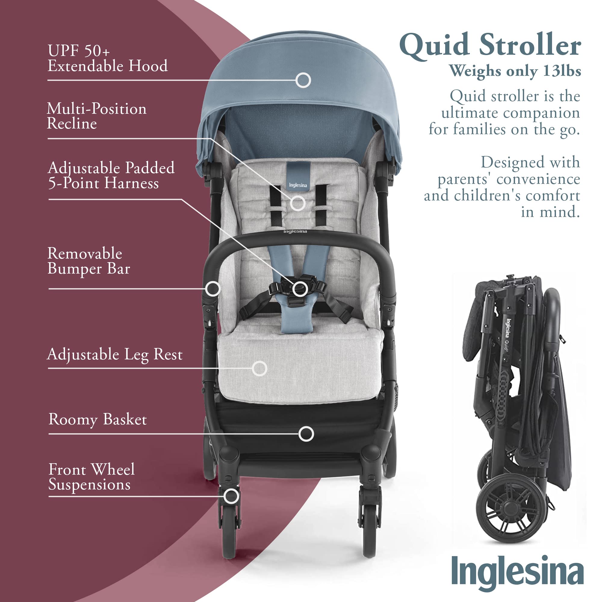 Inglesina Quid Lightweight Foldable Travel Stroller - John Pierce Auto Care