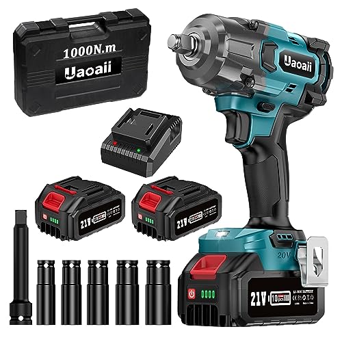 Uaoaii 1000Nm High-Torque 1/2-Inch Cordless Impact Wrench Kit - John Pierce Auto Care