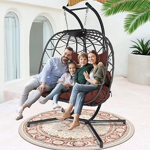 NICESOUL Wicker Rattan Hanging Swing Egg Chair with Stand - John Pierce Auto Care