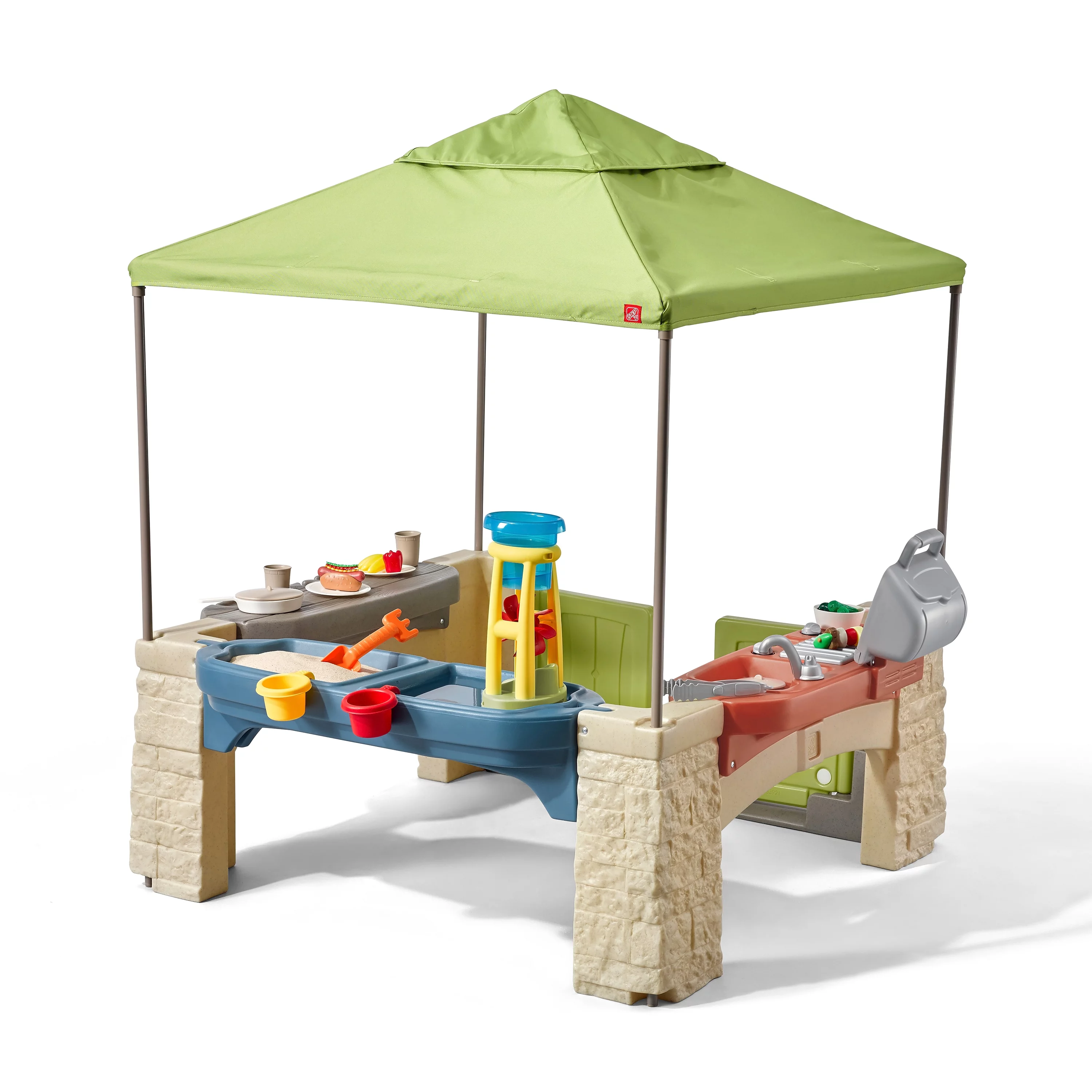 Step2 All-Around Playtime Patio with Canopy with 16 Play Accessories Playhouse Kids Outdoor Toys - John Pierce Auto Care
