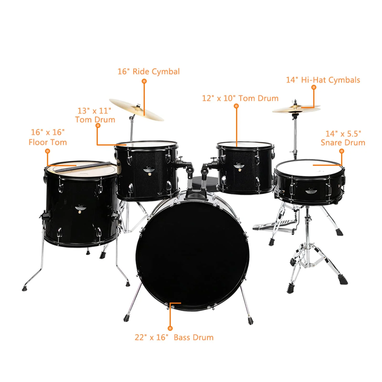 Ktaxon 22-inch 5-Piece Adult Drum Kit - John Pierce Auto Care