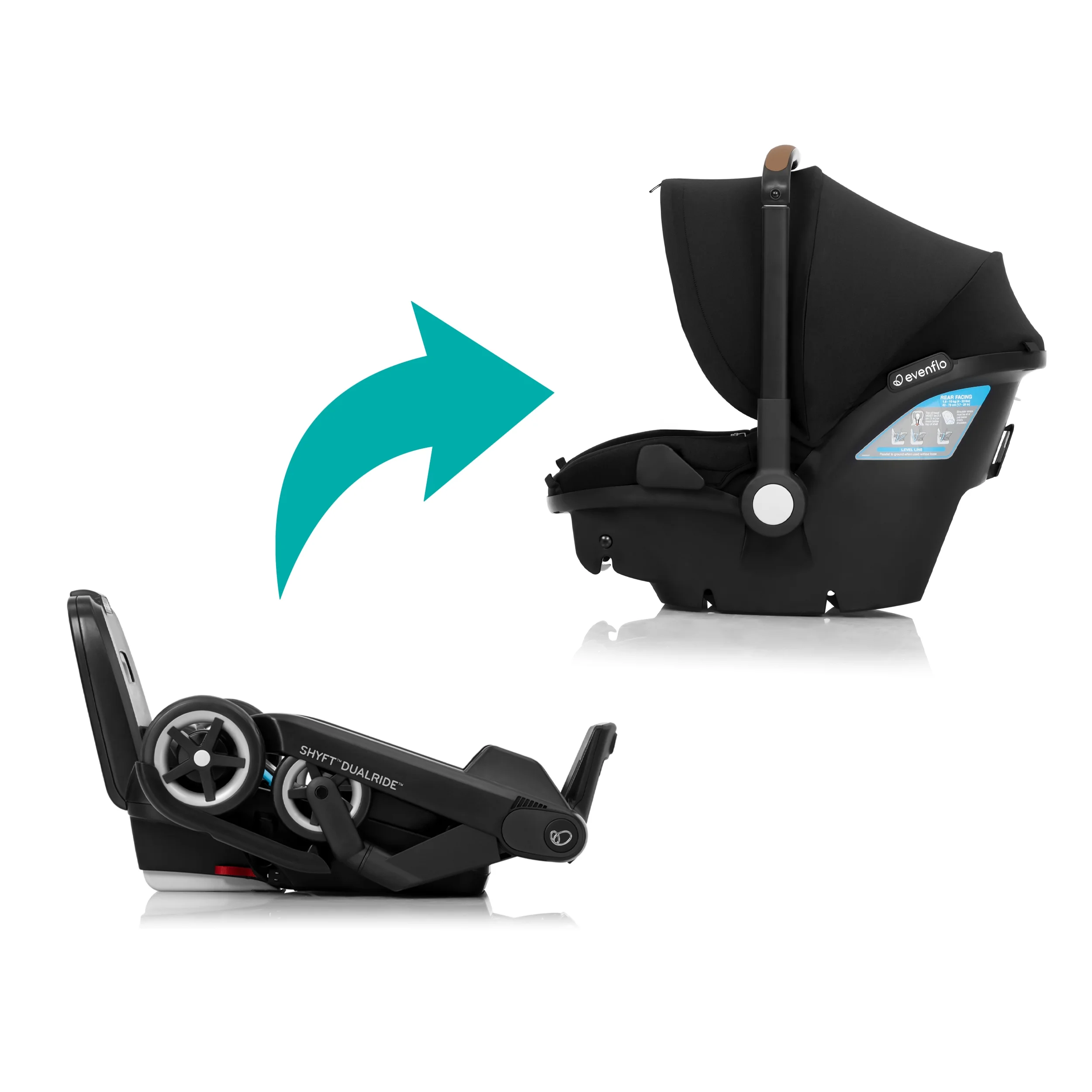 Shyft DualRide with Carryall Storage Infant Car Seat and Stroller Combo (Durham Green) - John Pierce Auto Care