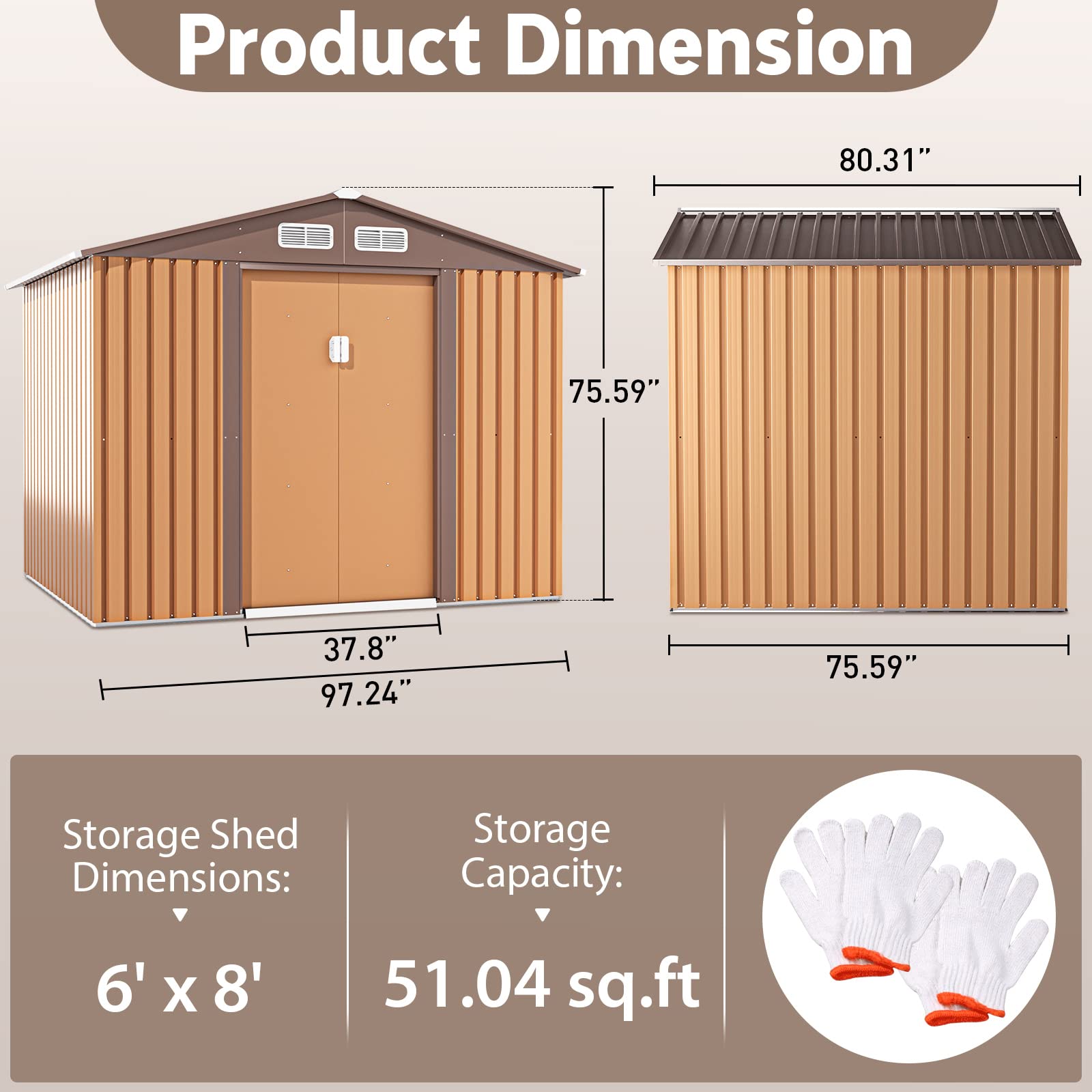 JAXPETY 6x8-Foot Outdoor Metal Storage Tool Shed with Sliding Doors - John Pierce Auto Care