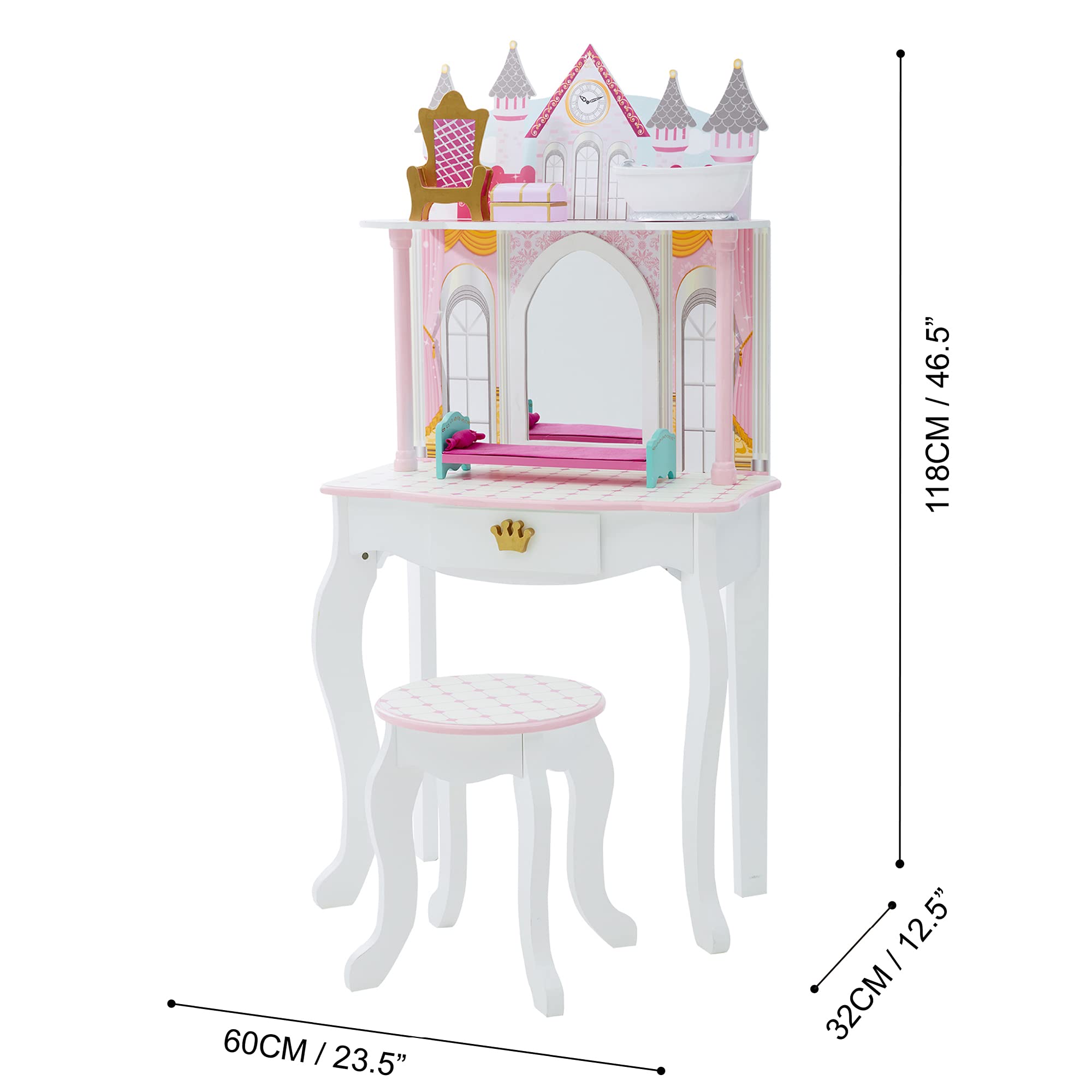 Teamson Kids Dreamland Castle Vanity Table and Stool Set - John Pierce Auto Care