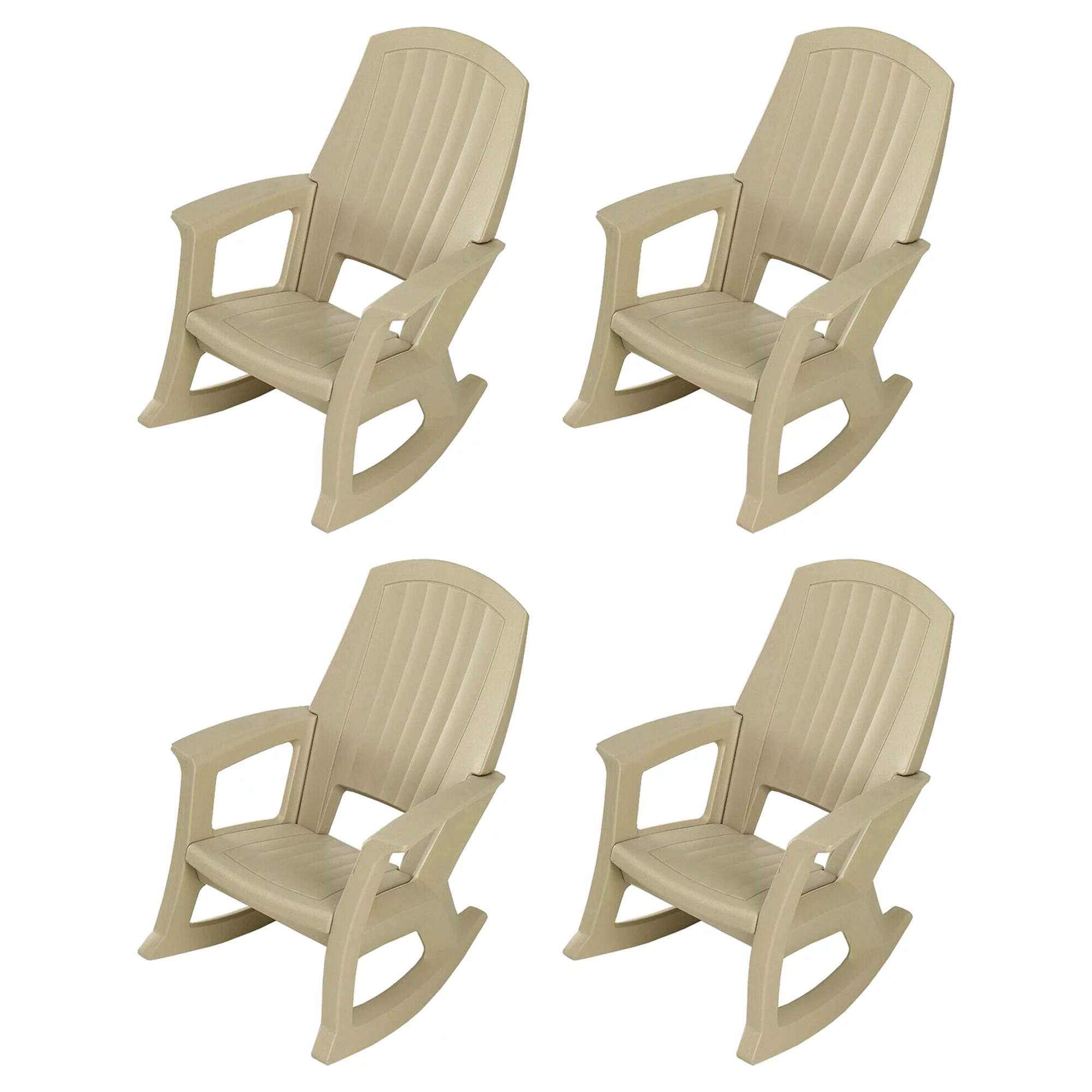 Semco Plastics Rockaway Heavy-Duty Outdoor Rocking Chair, Tan (4 Pack) - John Pierce Auto Care
